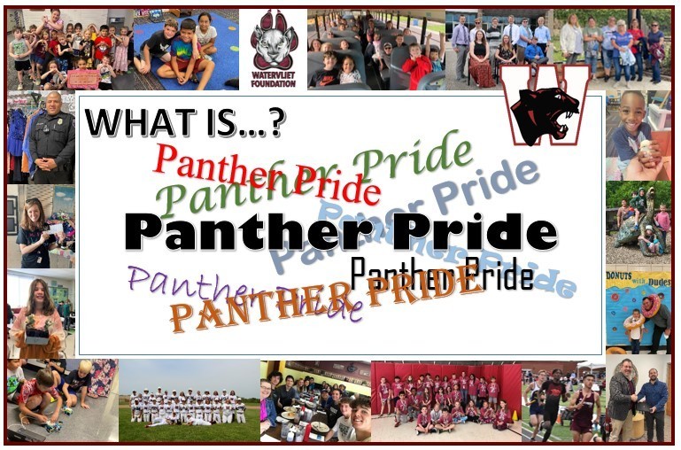A collage showing multiple photos of WPS Students and staff with text asking, What is Panther Pride?