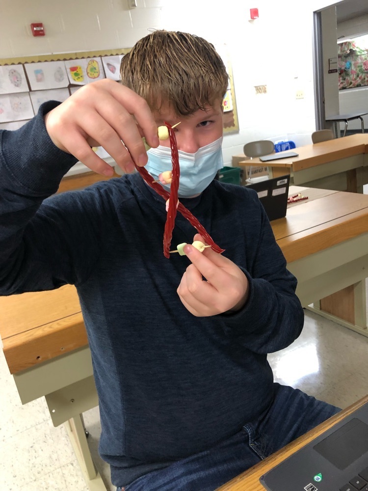 student showing dna strand
