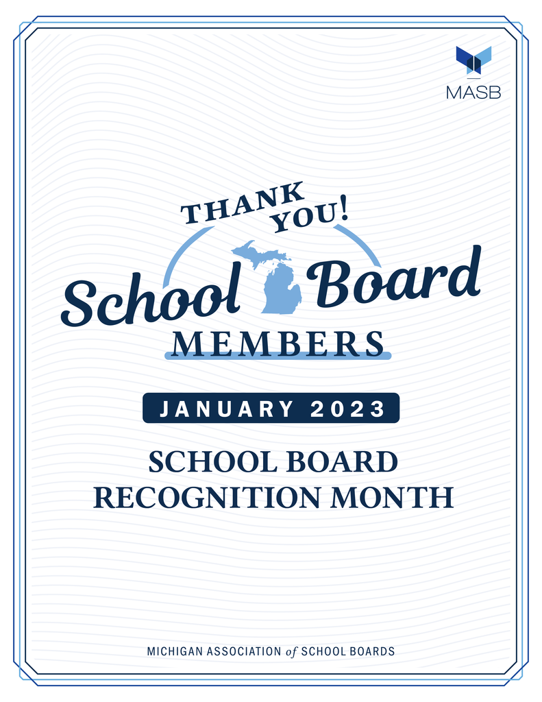 Graphic:  Thank you School Board Members, January 2023, School Board Recognition Month 